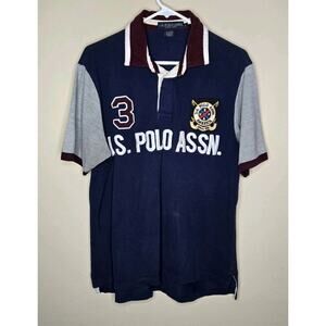 U.S. ASSN Ralph Lauren Player 3 Pique Polo Shirt Color-blocked Size Large